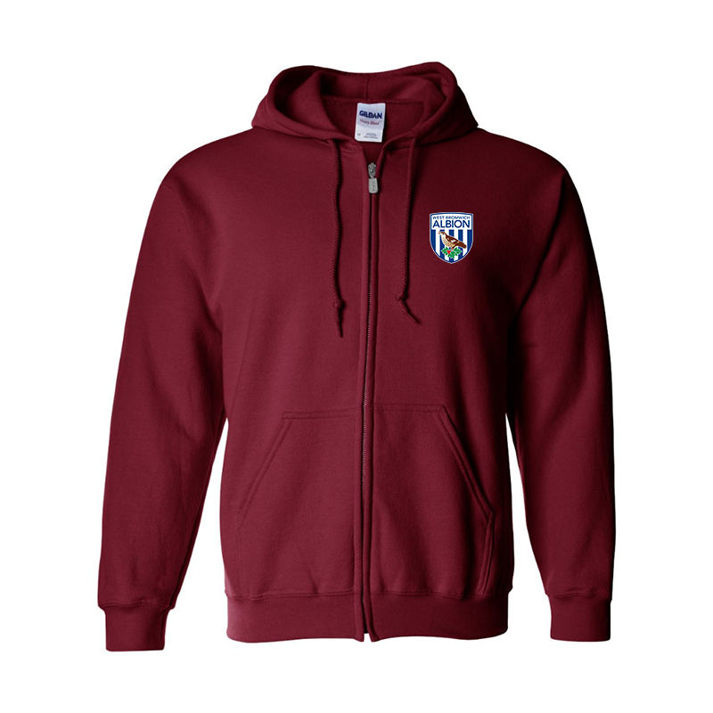 Men's West Bromwich Albion Soccer Gildan  Heavy Blend Full Zip Hooded Sweatshirt